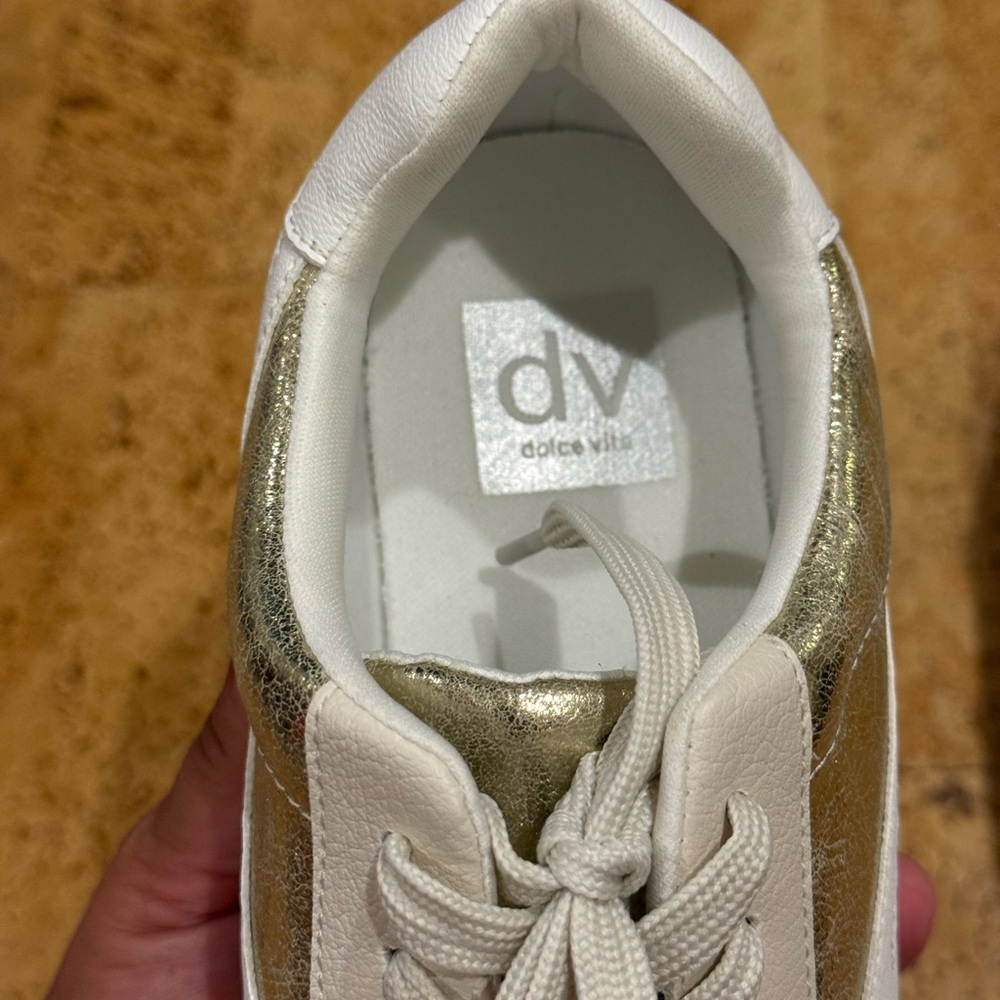 New DV by Dolce Vita Gold and White Sneakers Size Women’s 8 - Picture 15 of 16